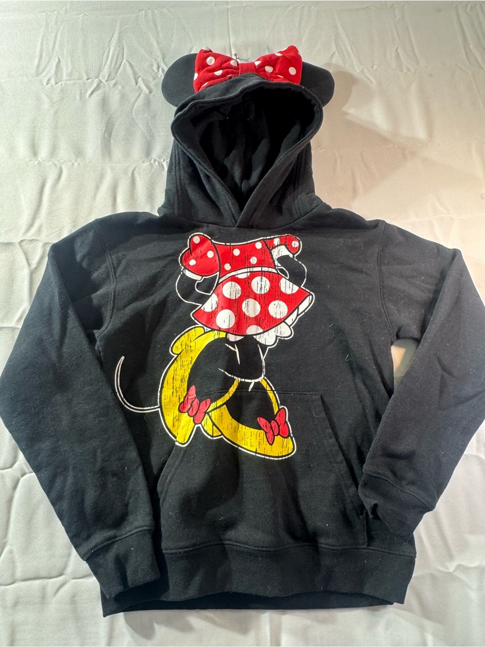 Disney Large Minnie Mouse Black Kids Hoodie with Red Polka Dot Bow